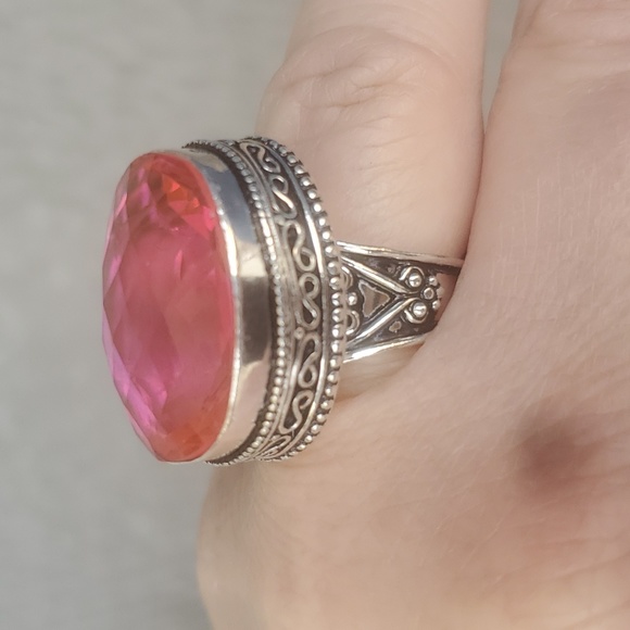 New Faceted Pink Mystic Topaz 925 Silver Ring. - Picture 4 of 16
